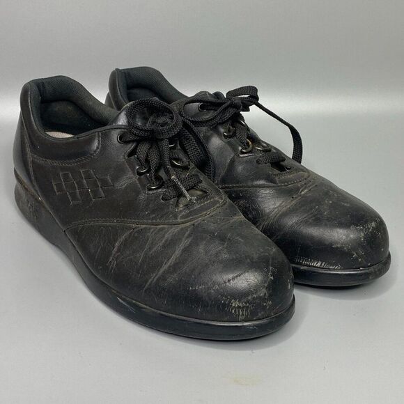 SAS 6.5 Black Leather Lace up Shoes - Picture 1 of 6